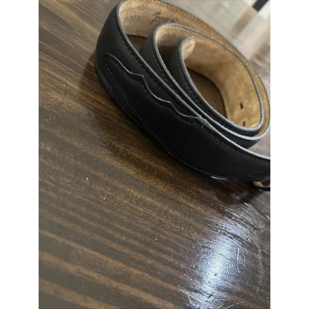 1996 Tony Lama Longhorn Black Leather Belt 0203L Men Silver Buckle Sz 32 Cowboy